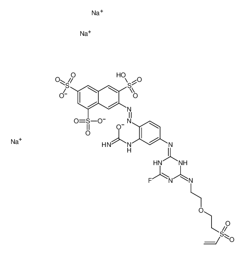 trisodium,7-[[2-(carbamoylamino)-4-[[4-[2-(2-ethenylsulfonylethoxy)ethylamino]-6-fluoro-1,3,5-triazin-2-yl]amino]phenyl]diazenyl]naphthalene-1,3,6-trisulfonate_106359-91-5