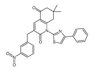 7,7-dimethyl-3-[(3-nitrophenyl)methyl]-1-(4-phenyl-1,3-thiazol-2-yl)-6,8-dihydroquinoline-2,5-dione_1065275-52-6