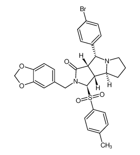 rel-(1R,3aS,4R,8aS,8bR)-2-(benzo[d][1,3]dioxol-5-ylmethyl)-4-(4-bromophenyl)-1-tosyloctahydropyrrolo[3,4-a]pyrrolizin-3(2H)-one_192066-95-8
