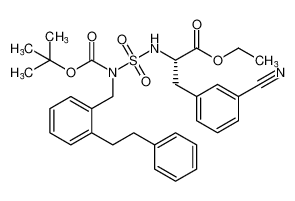 ethyl (S)-2-((N-(tert-butoxycarbonyl)-N-(2-phenethylbenzyl)sulfamoyl)amino)-3-(3-cyanophenyl)propanoate_192071-77-5