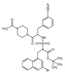 tert-butyl (N-(1-(4-acetylpiperazin-1-yl)-3-(3-cyanophenyl)-1-oxopropan-2-yl)sulfamoyl)((3-bromonaphthalen-1-yl)methyl)carbamate_192072-70-1