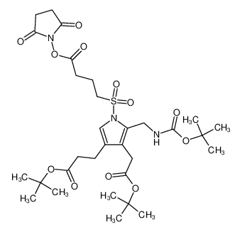 4-[2-(tert-Butoxycarbonylamino-methyl)-4-(2-tert-butoxycarbonyl-ethyl)-3-tert-butoxycarbonylmethyl-pyrrole-1-sulfonyl]-butyric acid 2,5-dioxo-pyrrolidin-1-yl ester_192225-93-7