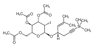 Acetic acid (2R,3R,4S,5S,6S)-3-acetoxy-2-acetoxymethyl-5-iodo-6-[(S)-3-methyl-1-(3-trimethylsilanyl-prop-2-ynyl)-but-2-enyloxy]-tetrahydro-pyran-4-yl ester_192438-82-7