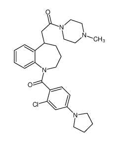 2-(1-(2-chloro-4-(pyrrolidin-1-yl)benzoyl)-2,3,4,5-tetrahydro-1H-benzo[b]azepin-5-yl)-1-(4-methylpiperazin-1-yl)ethan-1-one_192514-41-3