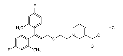 1-(2-((3,3-bis(4-fluoro-2-methylphenyl)allyl)oxy)ethyl)-1,2,5,6-tetrahydropyridine-3-carboxylic acid hydrochloride_192638-72-5