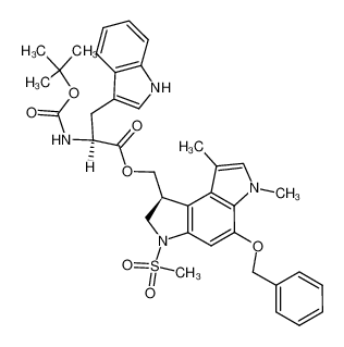 (S)-2-tert-Butoxycarbonylamino-3-(1H-indol-3-yl)-propionic acid (S)-5-benzyloxy-3-methanesulfonyl-6,8-dimethyl-1,2,3,6-tetrahydro-pyrrolo[3,2-e]indol-1-ylmethyl ester_192657-42-4