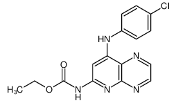 ethyl (8-((4-chlorophenyl)amino)pyrido[2,3-b]pyrazin-6-yl)carbamate_19270-42-9
