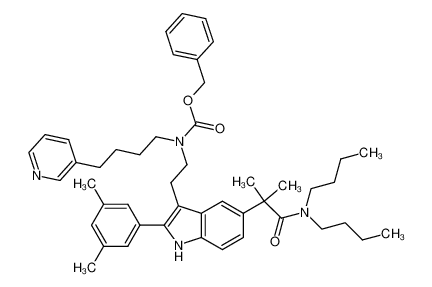 [2-[5-(1-dibutylcarbamoyl-1-methylethyl)-2-(3,5-dimethylphenyl)-1H-indol-3-yl]ethyl]-[4-(pyridin-3-yl)butyl]carbamic acid benzyl ester_192717-47-8