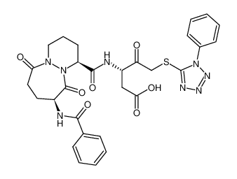 (S)-3-((1S,9S)-9-benzamido-6,10-dioxooctahydro-6H-pyridazino[1,2-a][1,2]diazepine-1-carboxamido)-4-oxo-5-((1-phenyl-1H-tetrazol-5-yl)thio)pentanoic acid_192755-26-3