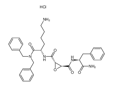 Nα-{L-3-trans-[(S)-1-carbamoyl-2-phenylethylcarbamoyl]oxirane-2-carbonyl}-L-lysine dibenzylamide hydrochloride_192762-99-5