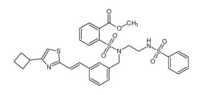 methyl (E)-2-(N-(3-(2-(4-cyclobutylthiazol-2-yl)vinyl)benzyl)-N-(2-(phenylsulfonamido)ethyl)sulfamoyl)benzoate_192812-90-1