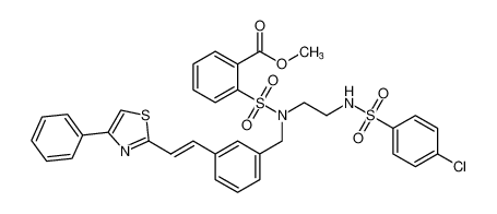 methyl (E)-2-(N-(2-((4-chlorophenyl)sulfonamido)ethyl)-N-(3-(2-(4-phenylthiazol-2-yl)vinyl)benzyl)sulfamoyl)benzoate_192813-54-0