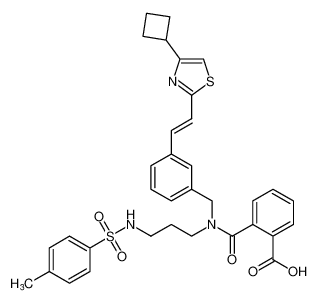 (E)-2-((3-(2-(4-cyclobutylthiazol-2-yl)vinyl)benzyl)(3-((4-methylphenyl)sulfonamido)propyl)carbamoyl)benzoic acid_192814-67-8