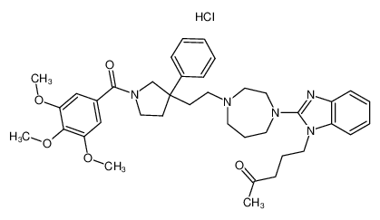 (-)-1-(3,4,5-trimethoxybenzoyl)-3-(2-(4-(1-(4-oxopentyl)-1H-benzimidazol-2-yl)[1,4]diazepan-1-yl)ethyl)-3-phenylpyrrolidine hydrochloric acid salt_192939-44-9