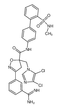 3-(3-carbamimidoylphenyl)-5-((4,5-dichloro-1H-imidazol-1-yl)methyl)-N-(2'-(N-methylsulfamoyl)-[1,1'-biphenyl]-4-yl)-4,5-dihydroisoxazole-5-carboxamide_193005-34-4