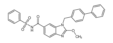 1-([1,1'-biphenyl]-4-ylmethyl)-2-methoxy-N-(phenylsulfonyl)-1H-benzo[d]imidazole-6-carboxamide_193011-44-8