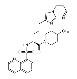 (S)-N-(5-(imidazo[1,2-a]pyrimidin-2-yl)-1-(4-methylpiperidin-1-yl)-1-oxopentan-2-yl)quinoline-8-sulfonamide_193019-88-4