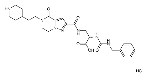 (S)-2-(3-benzylureido)-3-(4-oxo-5-(2-(piperidin-4-yl)ethyl)-4,5,6,7-tetrahydropyrazolo[1,5-a]pyrazine-2-carboxamido)propanoic acid hydrochloride_193225-52-4