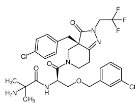2-amino-N-((R)-1-((S)-3a-(4-chlorobenzyl)-3-oxo-2-(2,2,2-trifluoroethyl)-2,3,3a,4,6,7-hexahydro-5H-pyrazolo[4,3-c]pyridin-5-yl)-3-((3-chlorobenzyl)oxy)-1-oxopropan-2-yl)-2-methylpropanamide_193273-13-1
