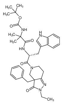 tert-butyl (1-(((2R)-1-(3a-benzyl-2-ethyl-3-oxo-2,3,3a,4,6,7-hexahydro-5H-pyrazolo[4,3-c]pyridin-5-yl)-3-(1H-indol-3-yl)-1-oxopropan-2-yl)amino)-2-methyl-1-oxopropan-2-yl)carbamate_193274-14-5