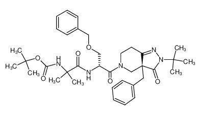 {1-[(R)-2-((R)-3a-Benzyl-2-tert-butyl-3-oxo-2,3,3a,4,6,7-hexahydro-pyrazolo[4,3-c]pyridin-5-yl)-1-benzyloxymethyl-2-oxo-ethylcarbamoyl]-1-methyl-ethyl}-carbamic acid tert-butyl ester_193274-26-9