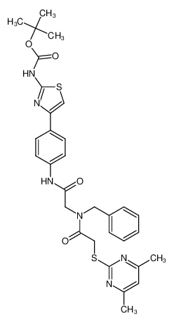 tert-butyl (4-(4-(2-(N-benzyl-2-((4,6-dimethylpyrimidin-2-yl)thio)acetamido)acetamido)phenyl)thiazol-2-yl)carbamate_193348-25-3