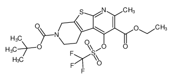 7-(tert-butyl) 3-ethyl 2-methyl-4-(((trifluoromethyl)sulfonyl)oxy)-5,8-dihydrothieno[2,3-b:5,4-c']dipyridine-3,7(6H)-dicarboxylate_193537-17-6