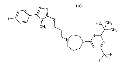 1-(2-(tert-butyl)-6-(trifluoromethyl)pyrimidin-4-yl)-4-(3-((5-(4-iodophenyl)-4-methyl-4H-1,2,4-triazol-3-yl)thio)propyl)-1,4-diazepane hydrochloride_193609-70-0