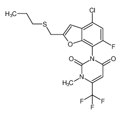 3-(4-chloro-6-fluoro-2-((propylthio)methyl)benzofuran-7-yl)-1-methyl-6-(trifluoromethyl)pyrimidine-2,4(1H,3H)-dione_193677-01-9