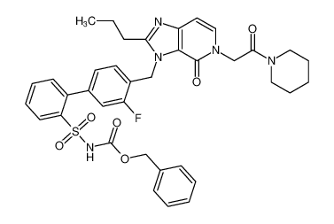 benzyl ((3'-fluoro-4'-((4-oxo-5-(2-oxo-2-(piperidin-1-yl)ethyl)-2-propyl-4,5-dihydro-3H-imidazo[4,5-c]pyridin-3-yl)methyl)-[1,1'-biphenyl]-2-yl)sulfonyl)carbamate_193753-33-2