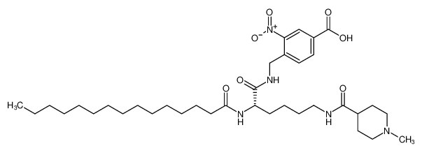 (S)-4-((6-(1-methylpiperidine-4-carboxamido)-2-pentadecanamidohexanamido)methyl)-3-nitrobenzoic acid_193948-53-7