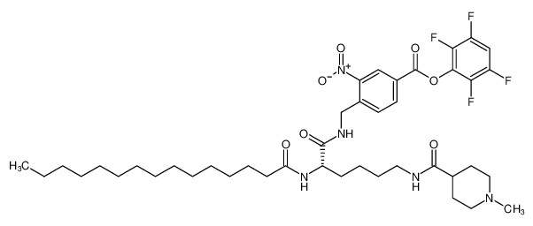 Benzoic acid,4-[[[6-[[(1-methyl-4-piperidinyl)carbonyl]amino]-1-oxo-2-[(1-oxopentadecyl)amino]hexyl]amino]methyl]-3-nitro-, 2,3,5,6-tetrafluorophenyl ester,(S)-_193949-18-7
