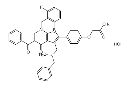 5-benzoyl-3-((benzyl(methyl)amino)methyl)-7-(2,6-difluorobenzyl)-2-(4-(2-oxopropoxy)phenyl)thieno[2,3-b]pyridin-4(7H)-one hydrochloride_193949-85-8