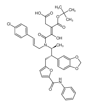 3-(tert-Butoxycarbonyl)-4-[N-{(E)-3-(4-chlorophenyl)-2-propenyl}-N-[(1S,2S)-1-methyl-2-(3,4-methylenedioxyphenyl)-3-{5-(phenylcarbamoyl)-2-furyl}propyl]carbamoyl]-4-hydroxy-3-butenoic acid_194026-11-4