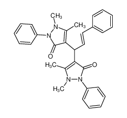 1,5,1',5'-tetramethyl-2,2'-diphenyl-1,2,1',2'-tetrahydro-4,4'-(3-phenyl-prop-2-ene-1,1-diyl)-bis-pyrazol-3-one_1942-50-3