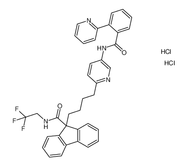 9-(4-(5-(2-(pyridin-2-yl)benzamido)pyridin-2-yl)butyl)-N-(2,2,2-trifluoroethyl)-9H-fluorene-9-carboxamide dihydrochloride_194215-26-4