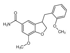 7-methoxy-3-(2-methoxybenzyl)-2,3-dihydrobenzofuran-5-carboxamide_194342-99-9