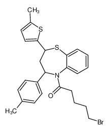 5-Bromo-1-[2-(5-methyl-thiophen-2-yl)-4-p-tolyl-3,4-dihydro-2H-benzo[b][1,4]thiazepin-5-yl]-pentan-1-one_194469-55-1