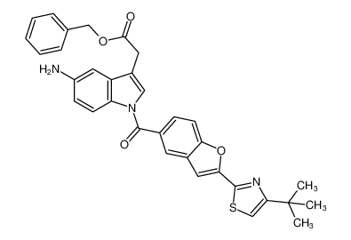 benzyl 2-(5-amino-1-(2-(4-(tert-butyl)thiazol-2-yl)benzofuran-5-carbonyl)-1H-indol-3-yl)acetate_194488-77-2