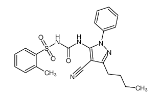 N-((3-butyl-4-cyano-1-phenyl-1H-pyrazol-5-yl)carbamoyl)-2-methylbenzenesulfonamide_194542-42-2