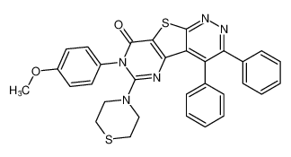 7-(4-methoxyphenyl)-3,4-diphenyl-6-thiomorpholinopyrimido[4',5':4,5]thieno[2,3-c]pyridazin-8(7H)-one_194547-19-8