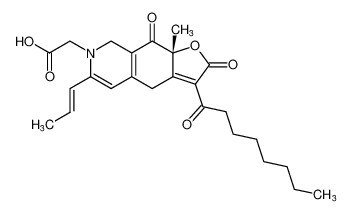 (R,E)-2-(9a-methyl-3-octanoyl-2,9-dioxo-6-(prop-1-en-1-yl)-4,8,9,9a-tetrahydrofuro[3,2-g]isoquinolin-7(2H)-yl)acetic acid_194734-34-4