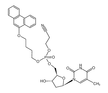 Phosphoric acid 2-cyano-ethyl ester (2R,3S,5R)-3-hydroxy-5-(5-methyl-2,4-dioxo-3,4-dihydro-2H-pyrimidin-1-yl)-tetrahydro-furan-2-ylmethyl ester 4-(phenanthren-9-yloxy)-butyl ester_194786-17-9