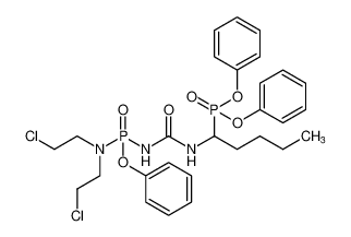 Phosphonic acid,[1-butyl-8-chloro-6-(2-chloroethyl)-5-oxido-3-oxo-5-phenoxy-2,4,6-triaza-5-phosphaoct-1-yl]-, diphenyl ester_194806-51-4