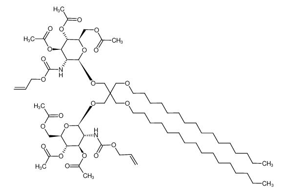 Acetic acid (2R,3S,4R,5R,6R)-3-acetoxy-2-acetoxymethyl-5-allyloxycarbonylamino-6-[3-((2R,3R,4R,5S,6R)-4,5-diacetoxy-6-acetoxymethyl-3-allyloxycarbonylamino-tetrahydro-pyran-2-yloxy)-2,2-bis-hexadecyloxymethyl-propoxy]-tetrahydro-pyran-4-yl ester_194930-76-2