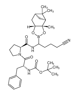 tert-butyl ((2R)-1-((2S)-2-((4-cyano-1-((3aS,4S,6S,7aR)-3a,5,5-trimethylhexahydro-4,6-methanobenzo[d][1,3,2]dioxaborol-2-yl)butyl)carbamoyl)pyrrolidin-1-yl)-1-oxo-3-phenylpropan-2-yl)carbamate_194987-66-1