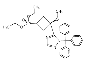 [3-Methoxy-3-(2-trityl-2H-[1,2,4]triazol-3-yl)-cyclobutyl]-phosphonic acid diethyl ester_194999-44-5