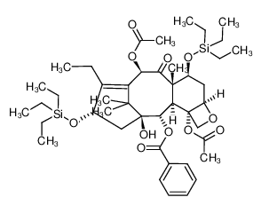 (2aR,4S,4aS,6R,9S,11S,12S,12aR,12bS)-12-(benzoyloxy)-8-ethyl-11-hydroxy-4a,13,13-trimethyl-5-oxo-4,9-bis((triethylsilyl)oxy)-3,4,4a,5,6,9,10,11,12,12a-decahydro-1H-7,11-methanocyclodeca[3,4]benzo[1,2-b]oxete-6,12b(2aH)-diyl diacetate_195142-07-5