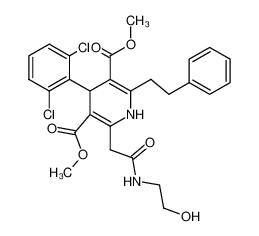 Dimethyl 4-(2,6-dichlorophenyl)-2-[N-(2-hydroxyethyl)]carbamoylmethyl-6-(2-phenylethyl)-1,4-dihydropyridine-3,5-dicarboxylate_195145-52-9