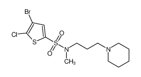 4-bromo-5-chloro-N-methyl-N-(3-(piperidin-1-yl)propyl)thiophene-2-sulfonamide_195200-60-3